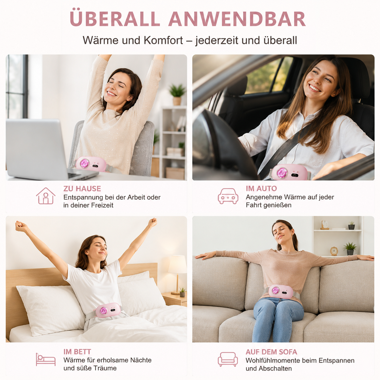 Massagegürtel Menstruation Elektrischer Wärme USB Heizpad Rücken Bauch Heizkisse